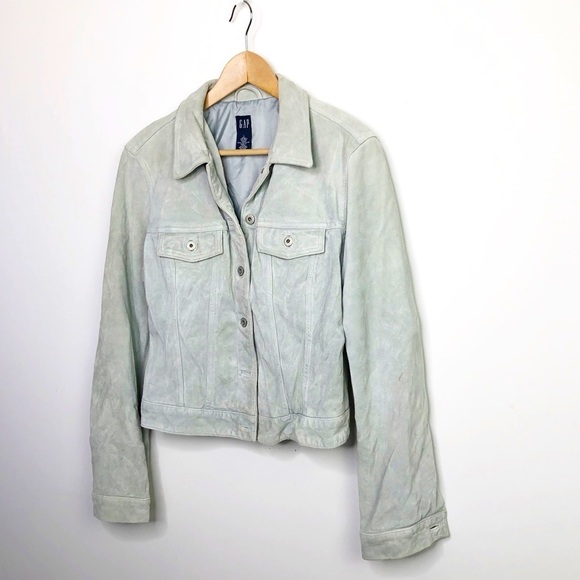Gap Powder Blue Suede Jacket - Picture 15 of 15